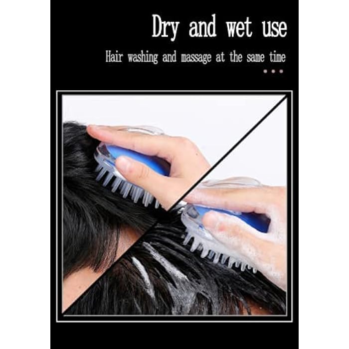 N.C NC Crystal clear shampoo brush head massage shampoo brush hair massage brush bath brush silicone shampoo brush (Blue) - Image 5